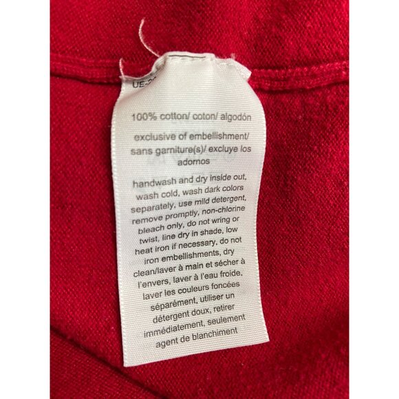 Tommy Hilfiger Sweater Womens XL Red VNeck Silver Stud Cotton Long Sleeve Preppy - Picture 4 of 8